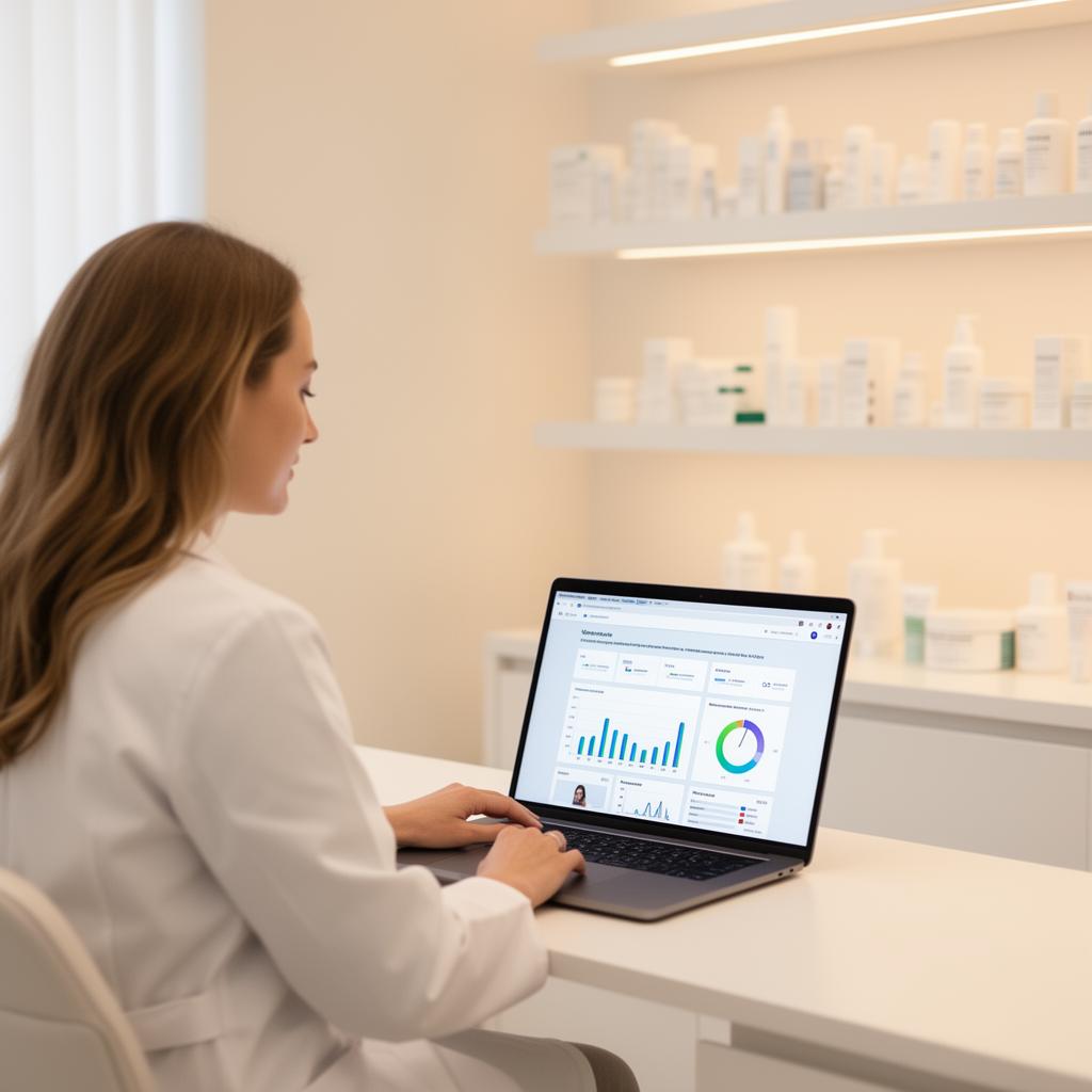 Doctor reviewing website analytics